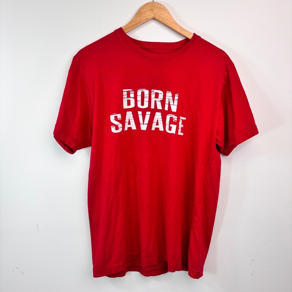 Chapel + Greed Born Savage Ride or Die Bike Life T Shirt XL Red Y2K Grunge